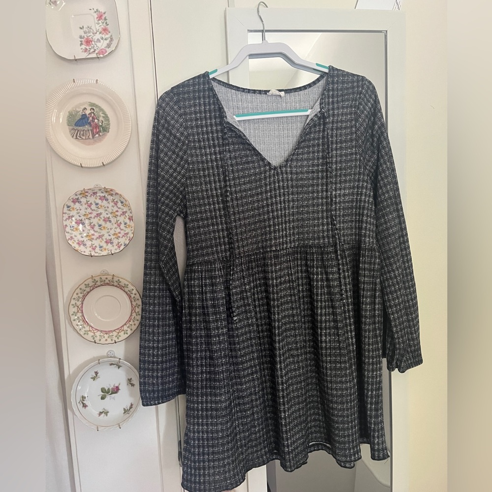 Cotton On Longsleeve Mini Lantern Style Dark Blue Knit Dress